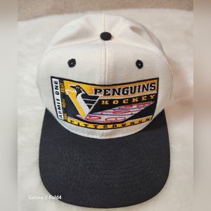 Vintage 90s Pittsburgh Penguins Hockey Admit One SnapBack Hat #1 Apparel